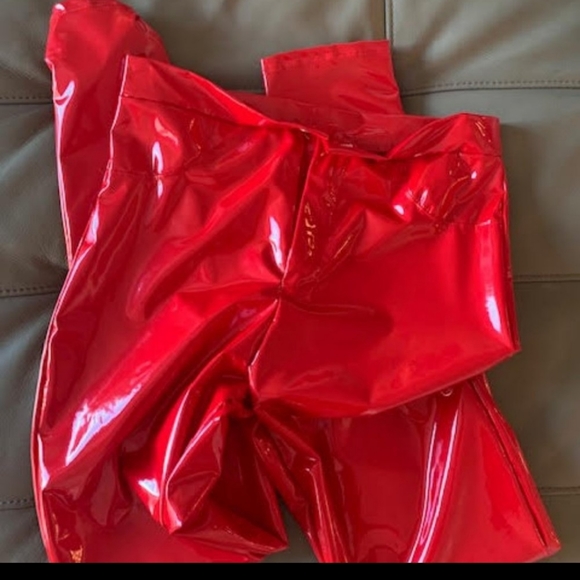 Late Night Red Vinyl Pants - Picture 3 of 9